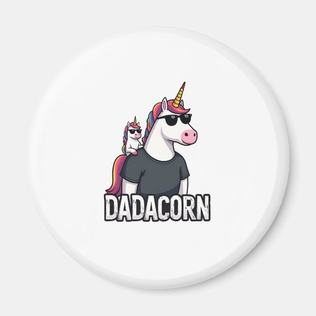 Dadacorn - Unicorn Dad and Baby Christmas Papa Fat Magnet (Framsidan)