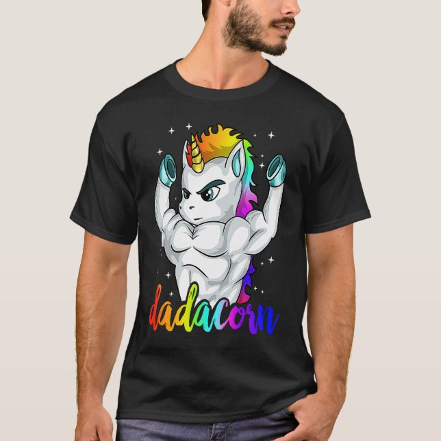 Dadacorn Unicorn Daddy Muscle Unique Family Christ T Shirt (Framsida)