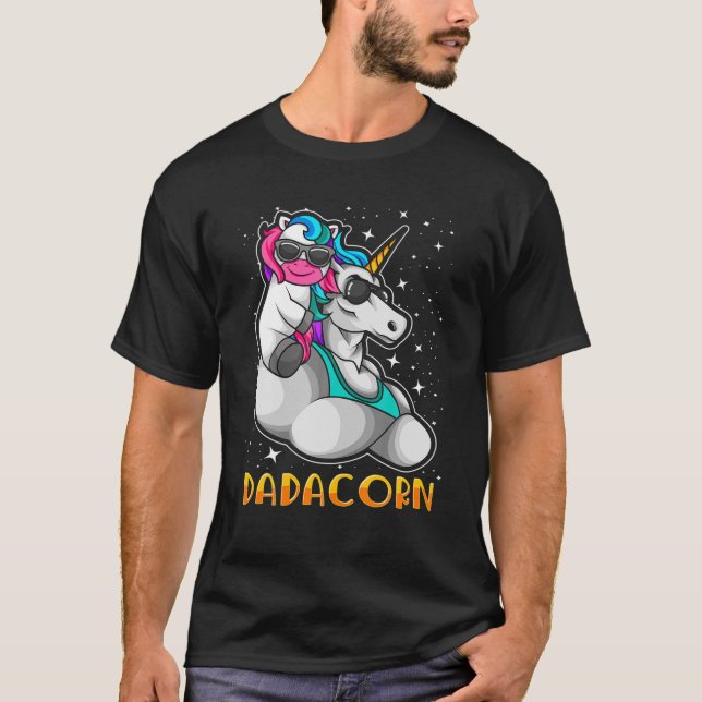 Dadacorn - Unicorn Pappa och Baby Pappa T Shirt (Framsida)