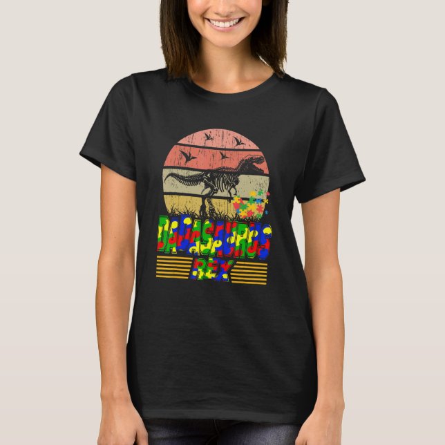 Dadasaurus pappa Rex Autism Awareness Coola Pappa  T Shirt (Framsida)