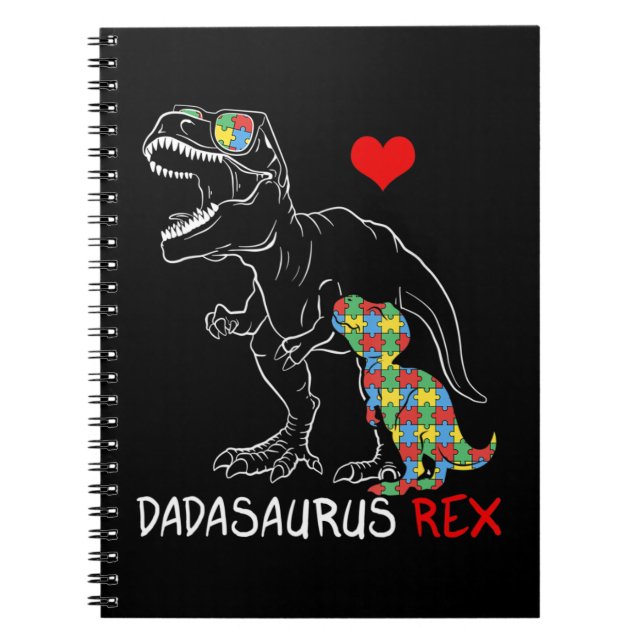 Dadasaurus pappa Rex Autism Awareness Proud Pappa  Anteckningsbok (Framsidan)