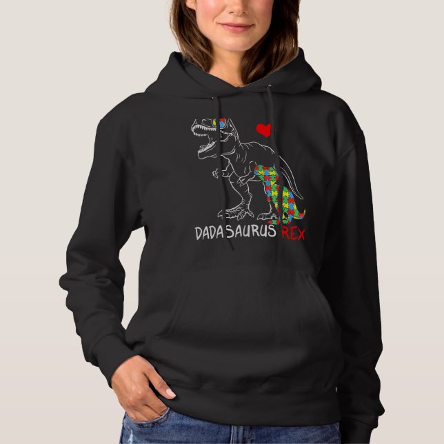 Dadasaurus pappa Rex Autism Awareness Proud Pappa  T Shirt (Framsida)