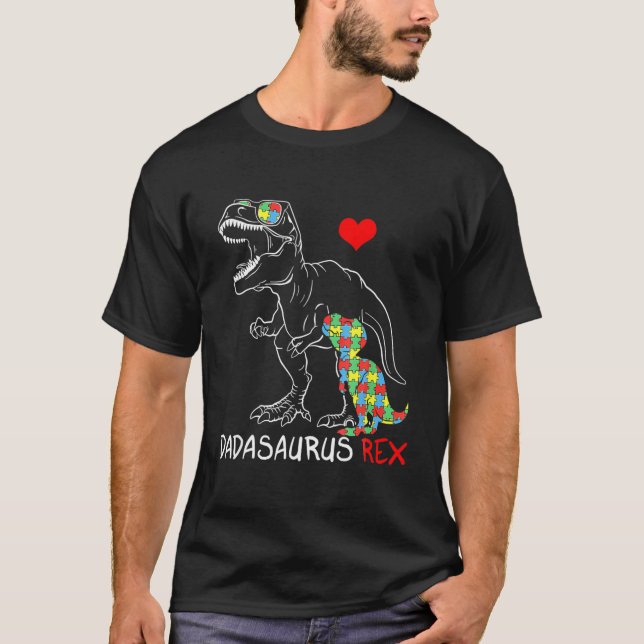 Dadasaurus pappa Rex Autism Awareness Proud Pappa  T Shirt (Framsida)