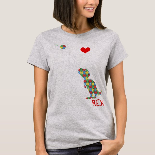 Dadasaurus pappa Rex Autism Awareness Proud Pappa  T Shirt (Framsida)
