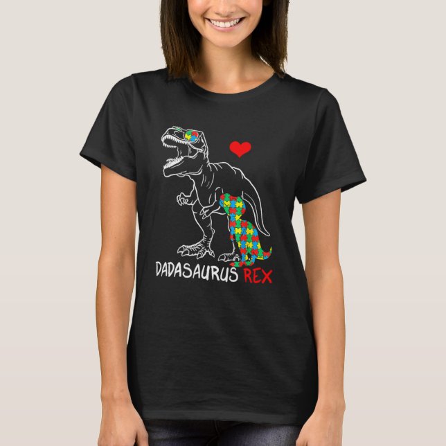 Dadasaurus Rex Autism Awareness Jigszle Puzzle Pro T Shirt (Framsida)