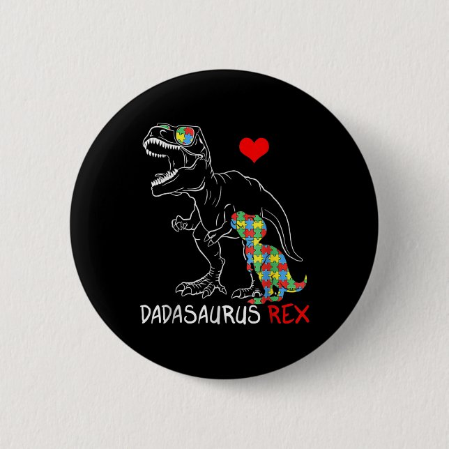 Dadasaurus Rex Autism Awareness Proud Pappa Far Knapp (Framsida)