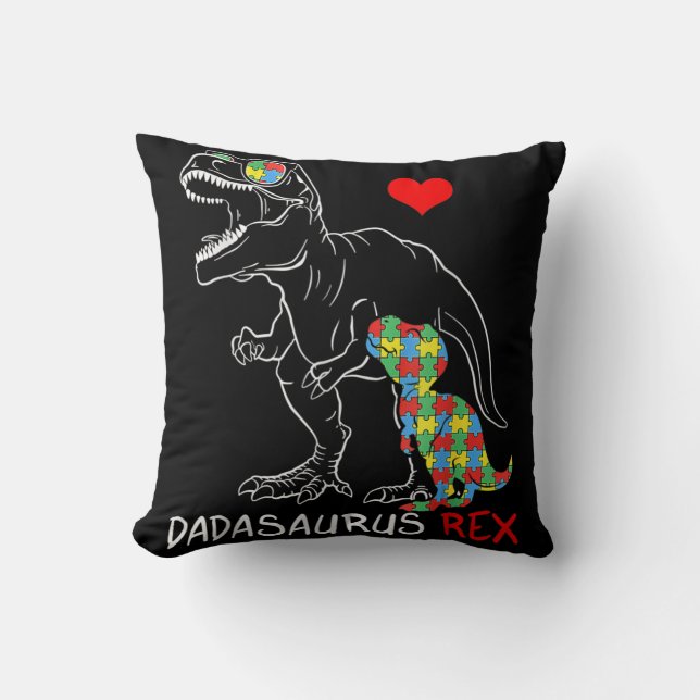 Dadasaurus Rex Autism Awareness Proud Pappa Far Kudde (Framsida)
