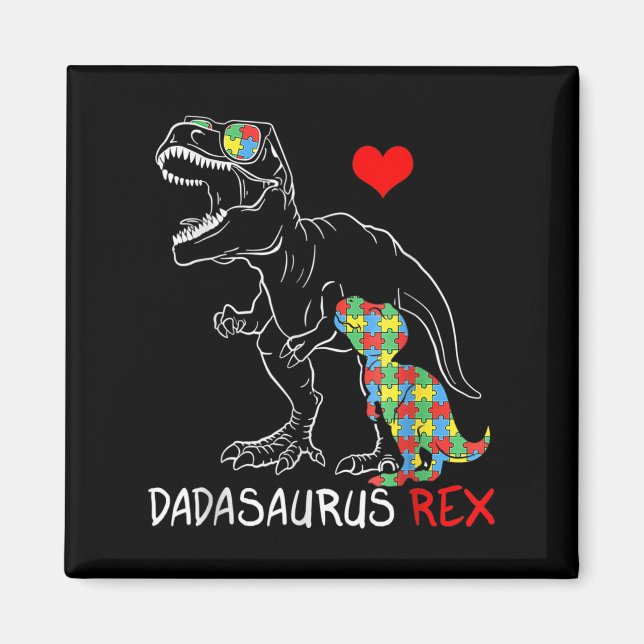 Dadasaurus Rex Autism Awareness Proud Pappa Far Magnet (Framsidan)
