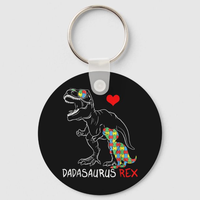 Dadasaurus Rex Autism Awareness Proud Pappa Far Nyckelring (Framsida)