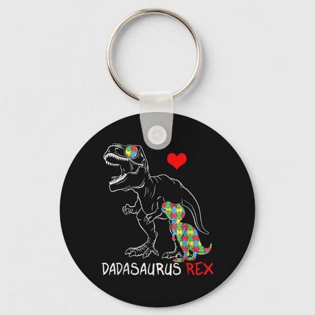 Dadasaurus Rex Autism Awareness Proud Pappa Far Nyckelring (Framsida)