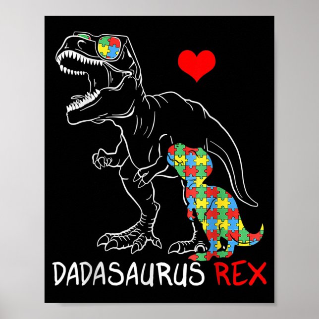 Dadasaurus Rex Autism Awareness Proud Pappa Far Poster (Framsidan)