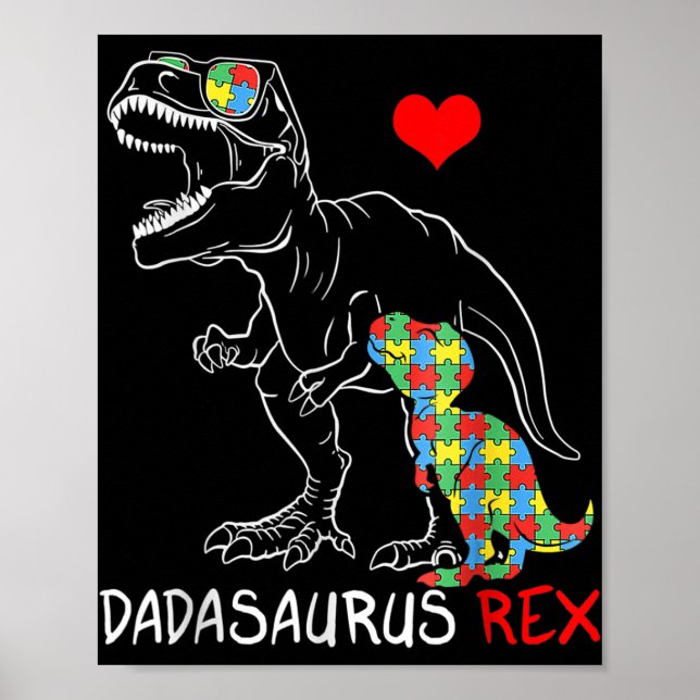 Dadasaurus Rex Autism Awareness Proud Pappa Far Poster (Framsidan)