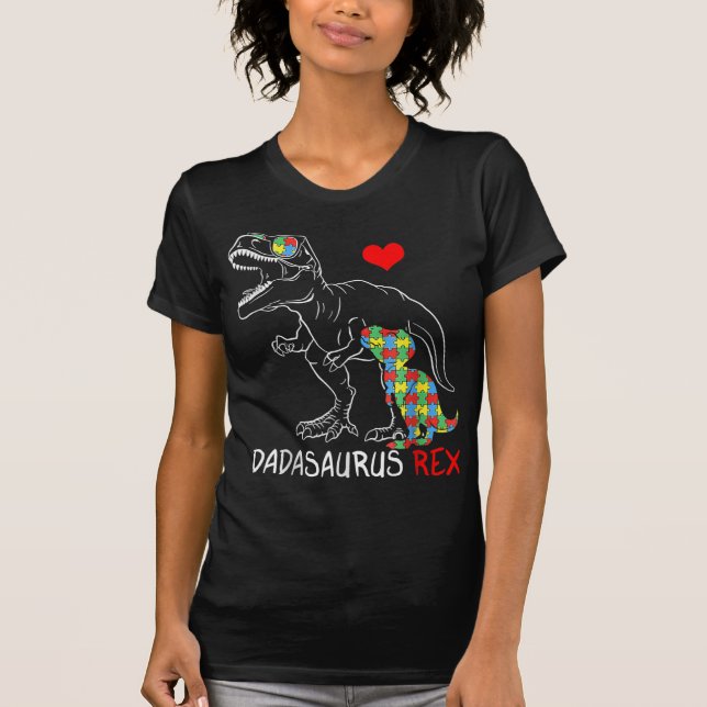 Dadasaurus Rex Autism Awareness Proud Pappa Far T Shirt (Framsida)