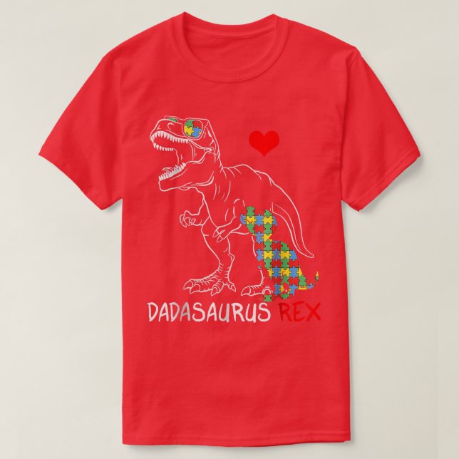 Dadasaurus Rex Autism Awareness Proud Pappa Far T Shirt (Design framsida)