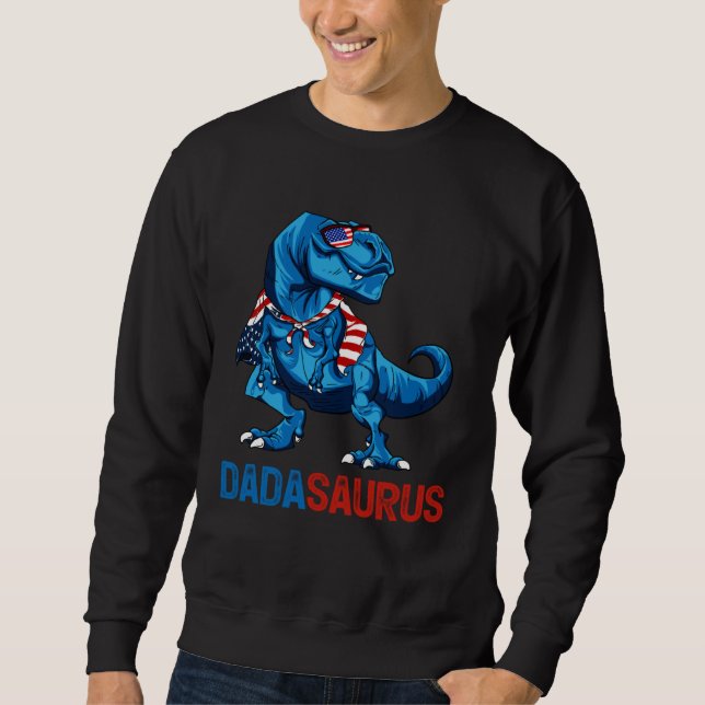 Dadasaurus Rex Dinosaur Dada Saurus Father Day 4th Lång Ärmad Tröja (Framsida)