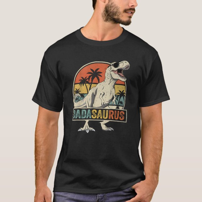 Dadasaurus T-Rex Retro Solnedgång Silhuett  T Shirt (Framsida)