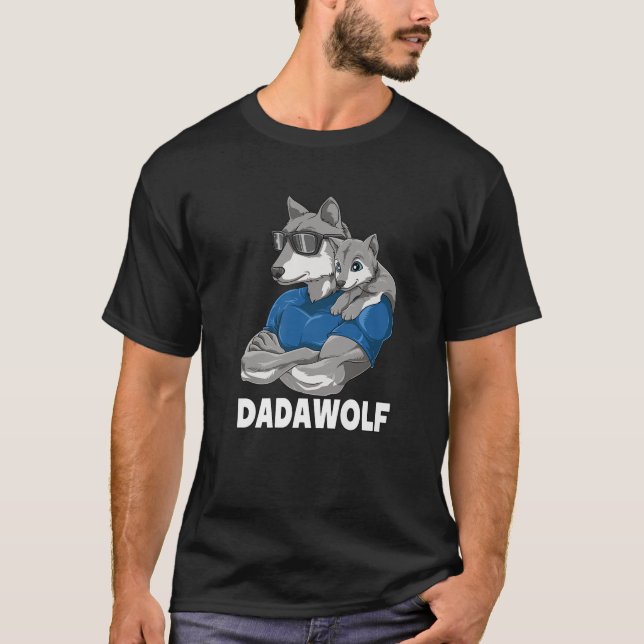 Dadawolf Varg Pappa och Baby Pappa Fars dag för en T Shirt (Framsida)