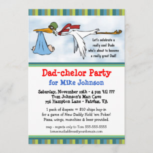 Dadchelor - Cute New Pappa Poker Party-inbjudninga Inbjudningar