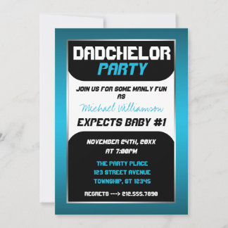 Dadchelor Party - Blått och svart inbjudningar