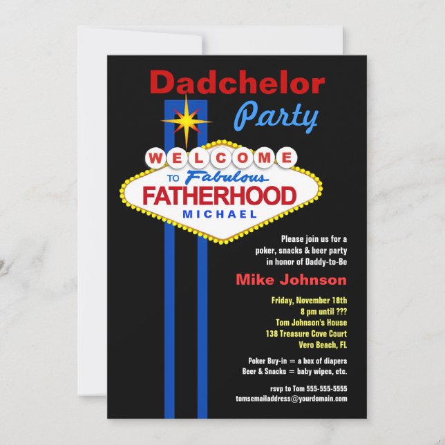 Dadchelor Party - Daddymoon Man Shower-inbjudninga Inbjudningar (Framsida)