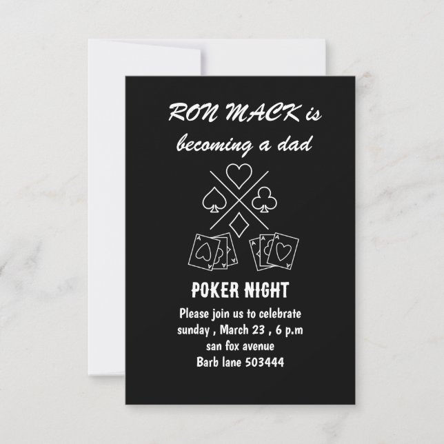 Dadchelor poker natt inbjudningar (Framsida)