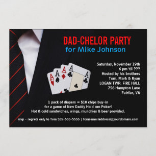 Dadchelor - Sophisticated Poker Party-inbjudningar Inbjudningar