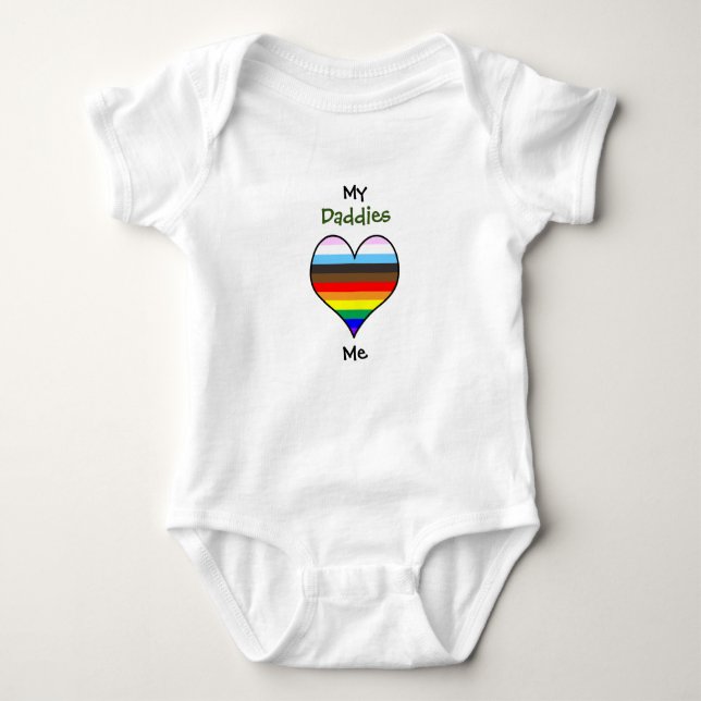 Daddies Rainbow Heart Baby Bodykoste T Shirt (Framsida)