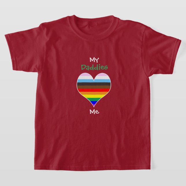 Daddies Rainbow Heart T-Shirt (för mörk färg) (Laydown)