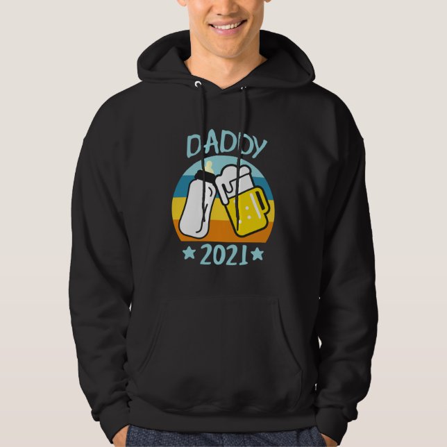 Daddy 2021 Father Baby Birth Men  Dad Hoodie (Framsida)