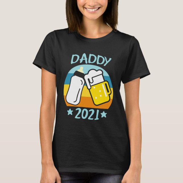 Daddy 2021 Father Baby Birth Men  Dad T Shirt (Framsida)