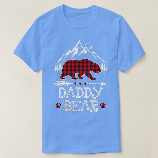 Daddy Bear Christmas Pajama Red Plaid Buffalo Fami T Shirt (Design framsida)