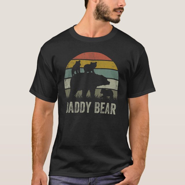 Daddy Bear  Dad Matching Family Cub 3 Kids Father' T Shirt (Framsida)