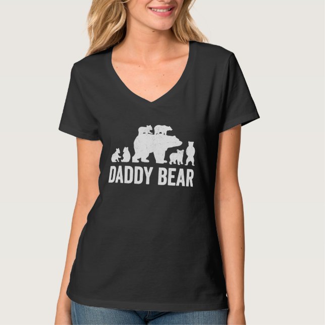 Daddy Bear Fathers Day  Funny Six Cub Kids Dad T Shirt (Framsida)