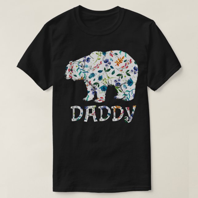 Daddy Bear Floral Gifts Matching Family Flower  T Shirt (Design framsida)