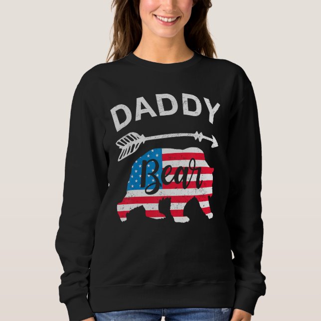 Daddy Bear Papa Bear American Flag 4th of July Fat T Shirt (Framsida)
