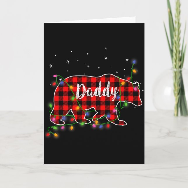 Daddy Bear Red Plaid Christmas Pajama Family Gift  Kort (Framsida)