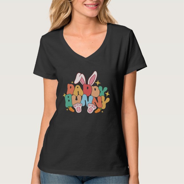 Daddy Bunny Ears Pink Buffalo Plaid Love Father s  T Shirt (Framsida)