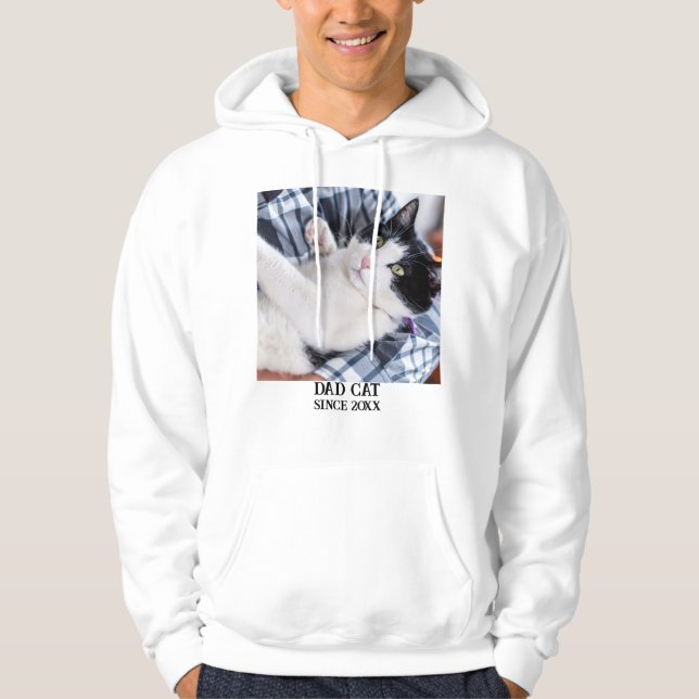 Daddy cat since Photo cute cat Hoodie (Framsida)