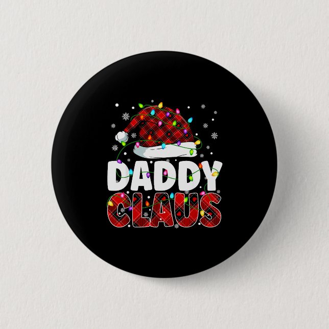 Daddy Claus Merry Christmas Santa Hat Family Match Knapp (Framsida)