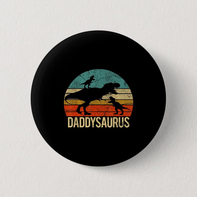 Daddy Dinosaur Daddysaurus 2 Two Kids Christmas Gi Knapp (Framsida)