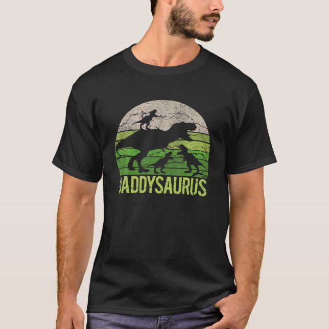 Daddy Dinosaur Daddysaurus 3 Three Kid Gift Dad Ch T Shirt (Framsida)