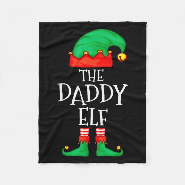 Daddy Elf Family Christmas Daddy Dad Father Elf Sw Fleecefilt (Framsidan)