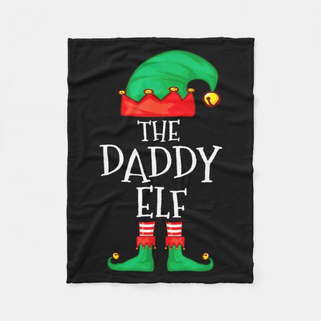 Daddy Elf Family Christmas Daddy Dad Father Elf Sw Fleecefilt (Framsidan)