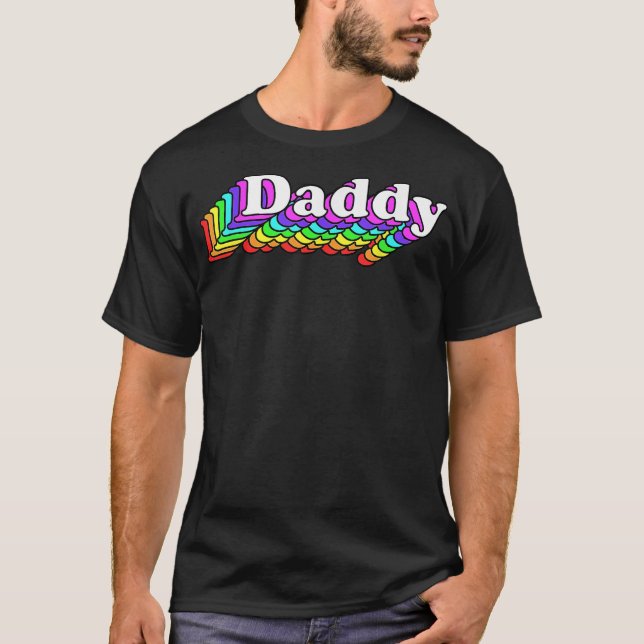 Daddy, Gay Daddy Bear, Retro LGBT Rainbow, LGBTQ P T Shirt (Framsida)