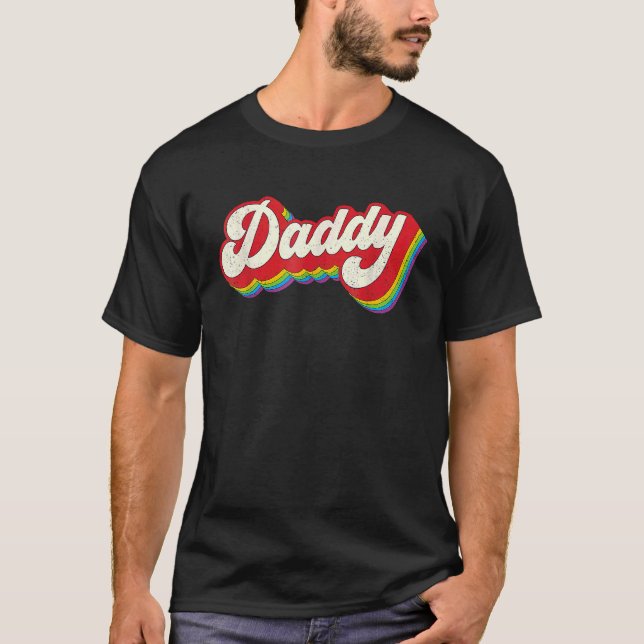 Daddy Gay Pride Month LGBTQ Fathers Day Rainbow Fl T Shirt (Framsida)