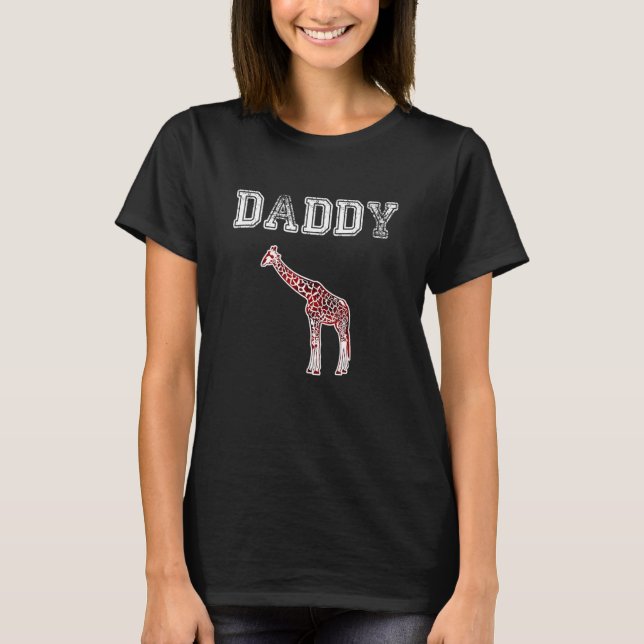 DADDY Giraffe Men Red Plaid Christmas Pajama Famil T Shirt (Framsida)