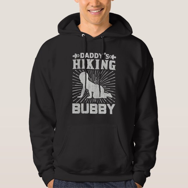 Daddy Hiking Buddy Kids Dad Mountains Hiking Campi Hoodie (Framsida)