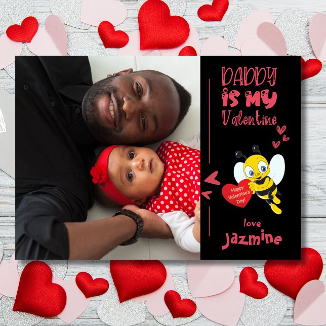 Daddy Is My Valentine With Name Photo Julkort (Daddy Is My Valentine — made extra special with your child’s name.)