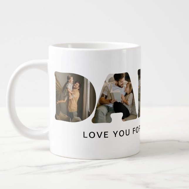 DADDY Letter Photo Collage Jumbo Mugg (Vänster)