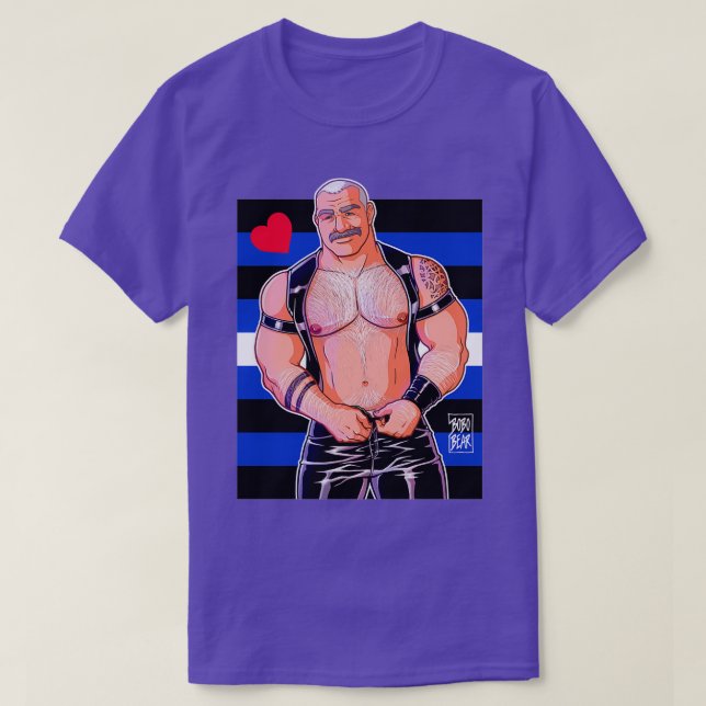 DADDY LIKAR LEATHER LEATHER PRIDE FLAGGA T SHIRT (Design framsida)